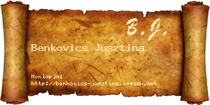 Benkovics Jusztina névjegykártya