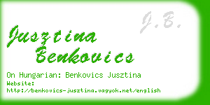 jusztina benkovics business card